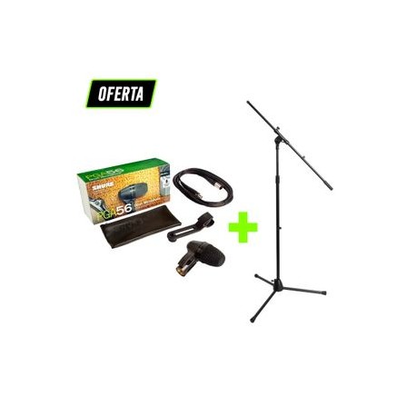 Paquete micrófono Shure PGA56 con Stand para micrófono base Euro-Style con boom