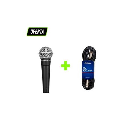 Paquete de 1 micrófono SM58 + cable Hi-Flex de 7.6 m Shure