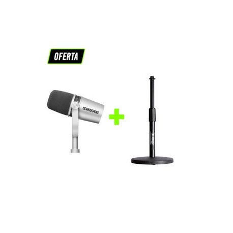 Paquete de 1 micrófono MV7 de la serie Motiv + Stand para micrófono de mesa