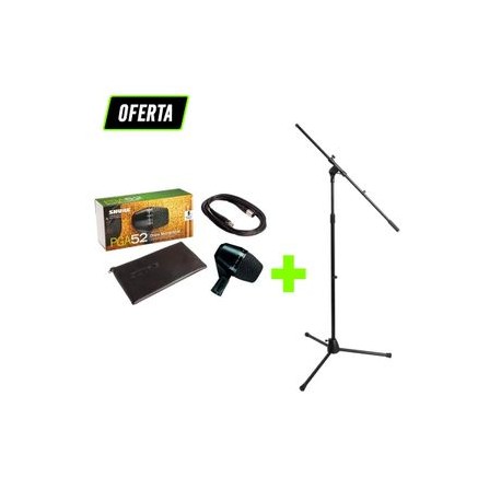 Paquete micrófono Shure PGA52 con Stand para micrófono base Euro-Style con boom
