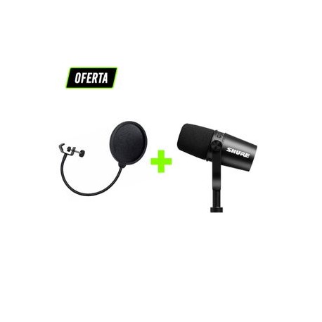 Paquete de 1 micrófono Shure MV7 de la serie Motiv + Pantalla de estudio para microfono