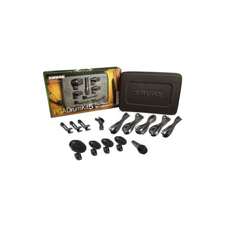 SHURE PGADRUMKIT5, Set de 5 Micrófonos de montaje para batería e instrumentos en grabación y en vivo