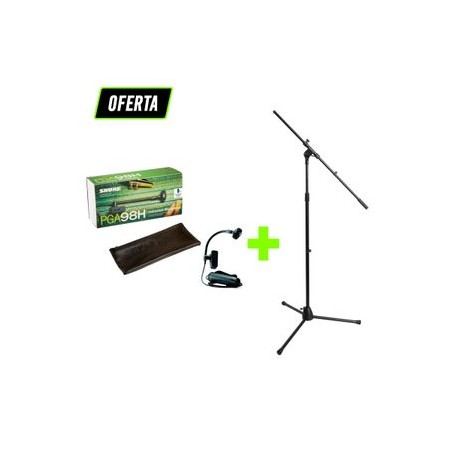 Paquete micrófono Shure PGA98H con Stand para micrófono base Euro-Style con boom